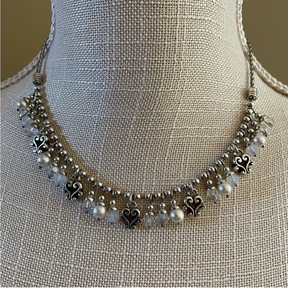 💒BRIGHTON NECKLACE EARRINGS BRACELETS MATCHING 3 Pc SET ~ PEARL CRYSTAL - Picture 7 of 16